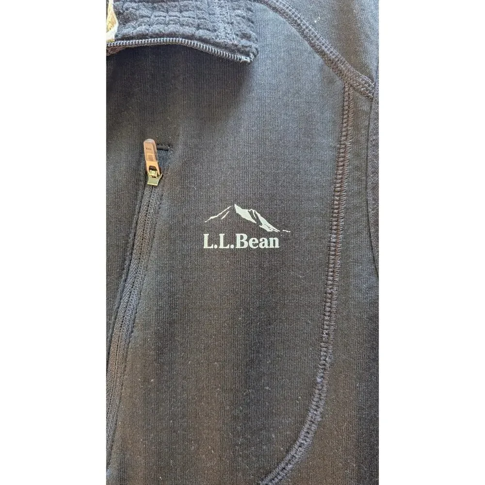 LL Bean Men's Medium Polartec Vest Black Full Zip Outdoor Hiking Trail